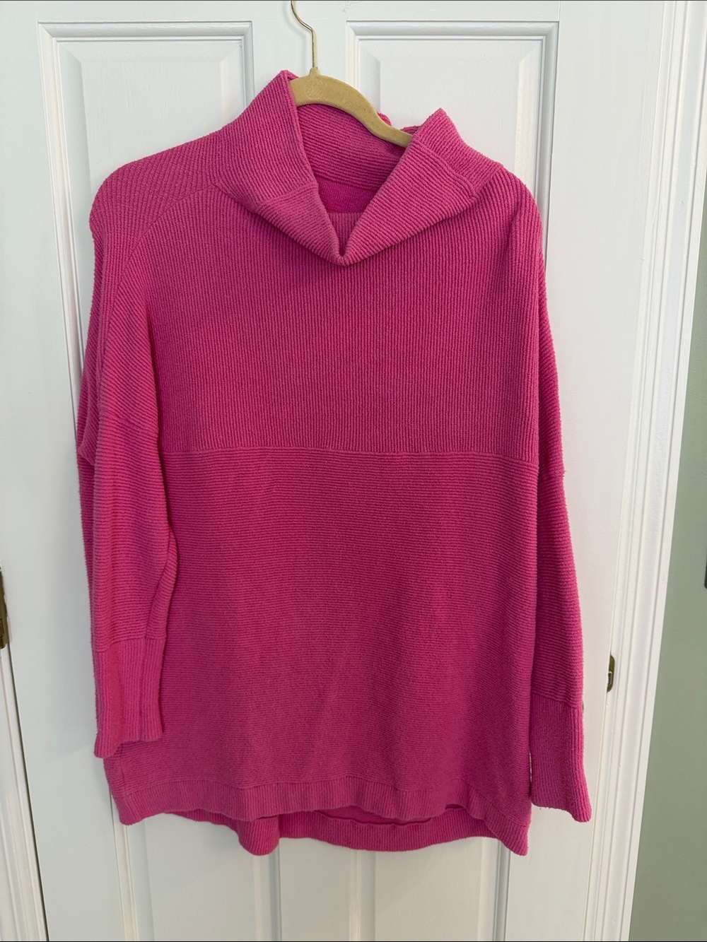 Free People Hot Pink Cowl Neck Sweater